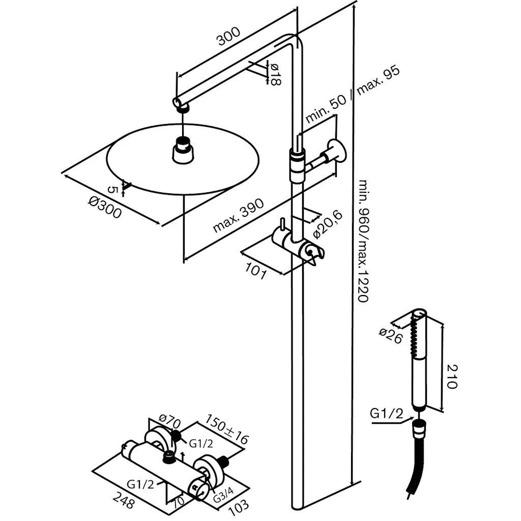 Iris takdusj, børstet bronse Iris takdusj, børstet bronse