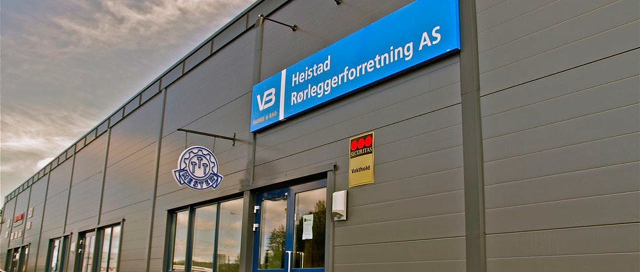 Butikkfasade VB Heistad Rørleggerforretning i Porsgrunn